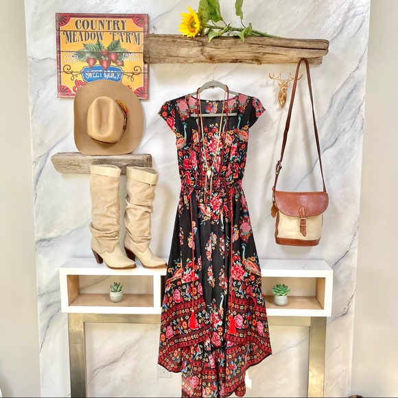 BOHO duster dress/top with peacocks - Picture 1 of 12